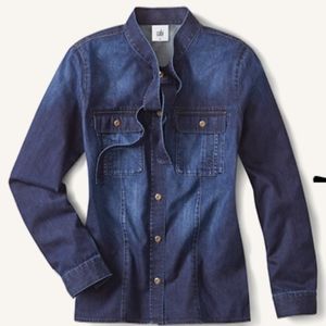 Cabi Denim Blouse with Cute Ties at Neckline M